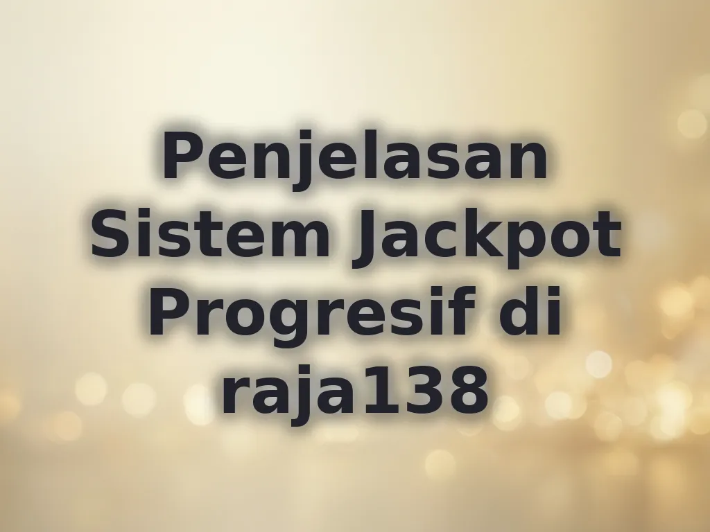 Penjelasan Sistem Jackpot Progresif di raja138